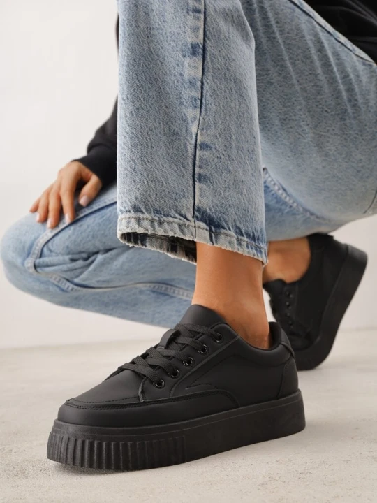 Zdjęcie produktu Czarne Sneakersy na Tłoczonej Platformie Zeaninia Ballada