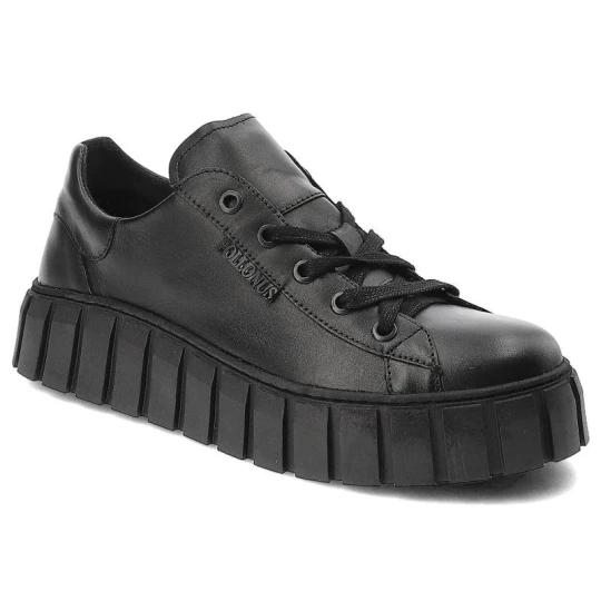 Zdjęcie produktu Czarne Sneakersy Pollonus Wygodne Skórzane Buty Damskie