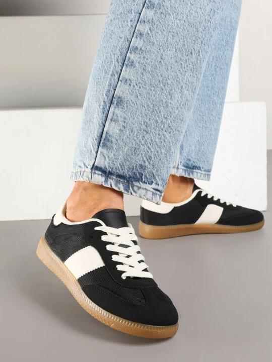 Zdjęcie produktu Czarne Sneakersy Retro w Stylu Klasycznych Tenisówek Tanonea Ideal
