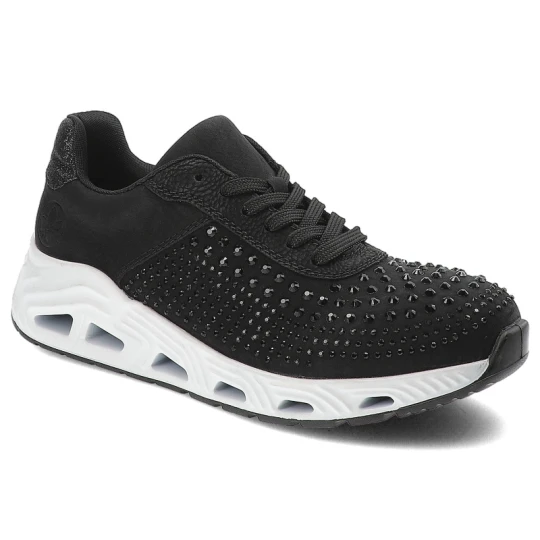 Zdjęcie produktu Czarne Sneakersy Rieker Stylowe Obuwie Damskie
