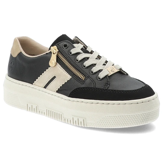 Zdjęcie produktu Czarne Sneakersy Rieker Stylowe Obuwie Damskie Na Platformie