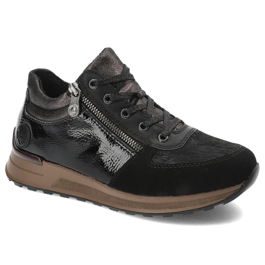 Zdjęcie produktu Czarne Sneakersy Rieker Stylowe Ocieplane Obuwie Damskie