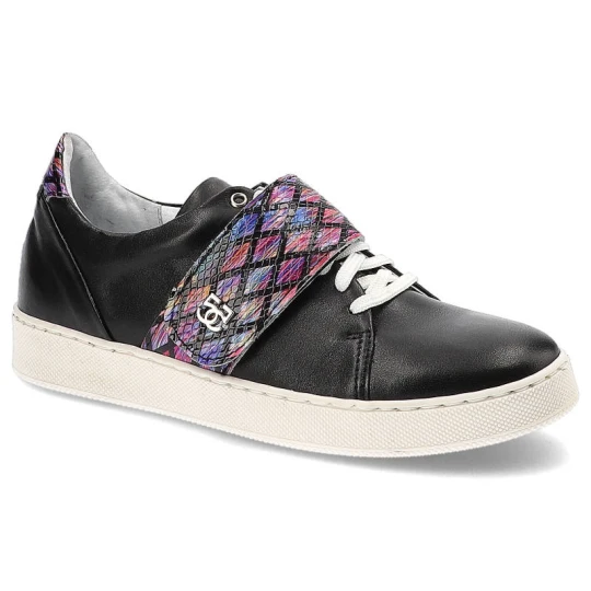 Zdjęcie produktu Sneakersy damskie Simen, na płaskiej podeszwie zapinane na rzep i sznurowanie, tęczowe, 366A Sandro 04 czarny