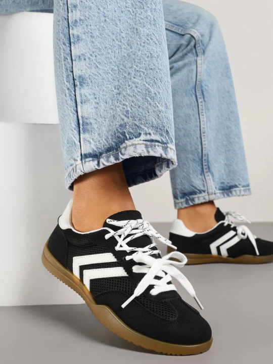 Zdjęcie produktu Czarne Sneakersy Tenisówki z Geometrycznym Motywem Telanilia
