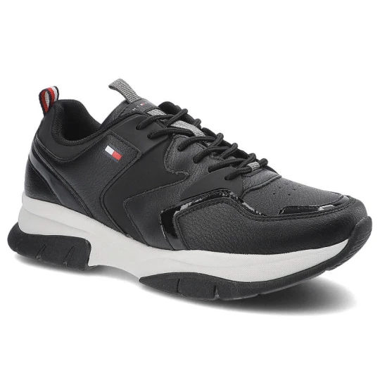 Zdjęcie produktu Sneakersy unisex Tommy Hilfiger, cholewka ze skóry ekologicznej i materiału tekstylnego sznurowane wzmocniony nosek podwyższona podeszwa o profilu sp czarny