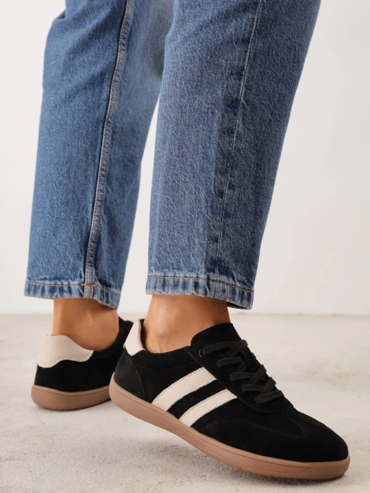 Zdjęcie produktu Czarne Sneakersy Typu Tenisówki w Stylu Barefoot ze Skóry Naturalnej Zesso Berrozio