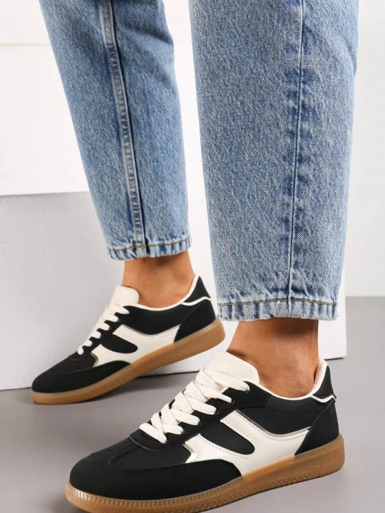 Zdjęcie produktu Czarne Sneakersy z Krótką Cholewka z Przeszyciami Wilnlow