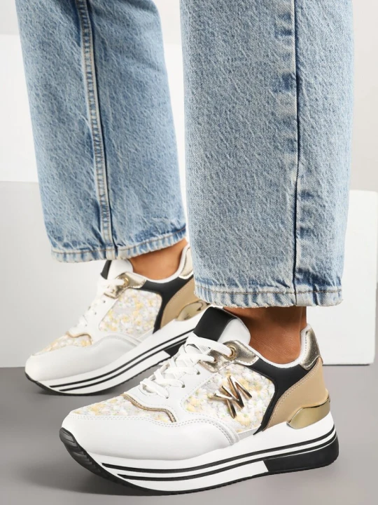 Zdjęcie produktu Biało-Czarne Sneakersy z Metaliczną Aplikacją Divisca Renda