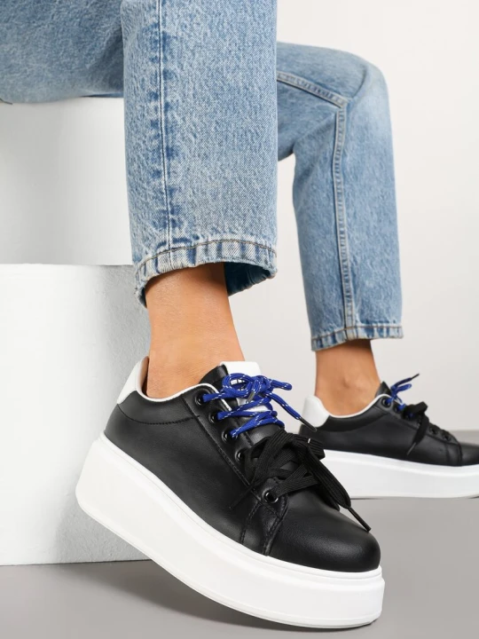 Zdjęcie produktu Czarno-Białe Sneakersy z Podwójnym Sznurowaniem Zdivoria Renda