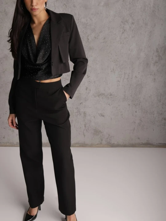 Zdjęcie produktu Czarne Spodnie Garniturowe VICES Straight Leg High Waist Ariesysh