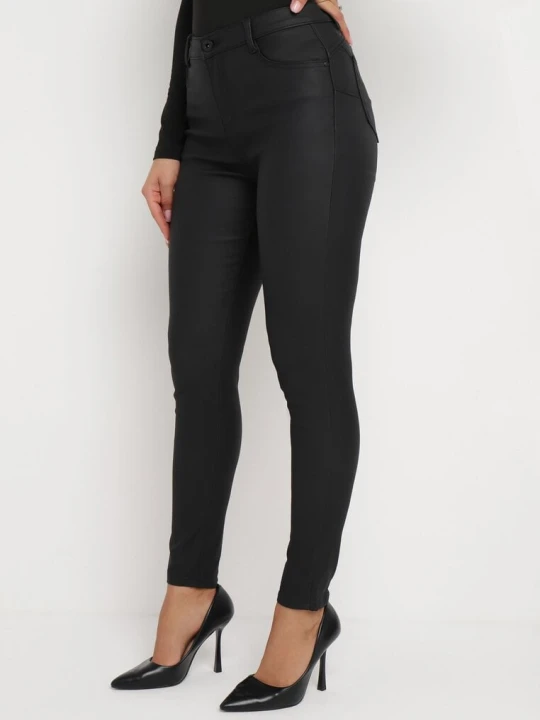 Zdjęcie produktu Czarne Spodnie Skinny z Imitacji Skóry Awileda Daysie