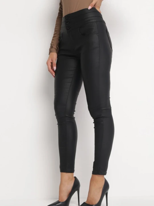 Zdjęcie produktu Czarne Spodnie Skinny z Imitacji Skóry Merttis Daysie