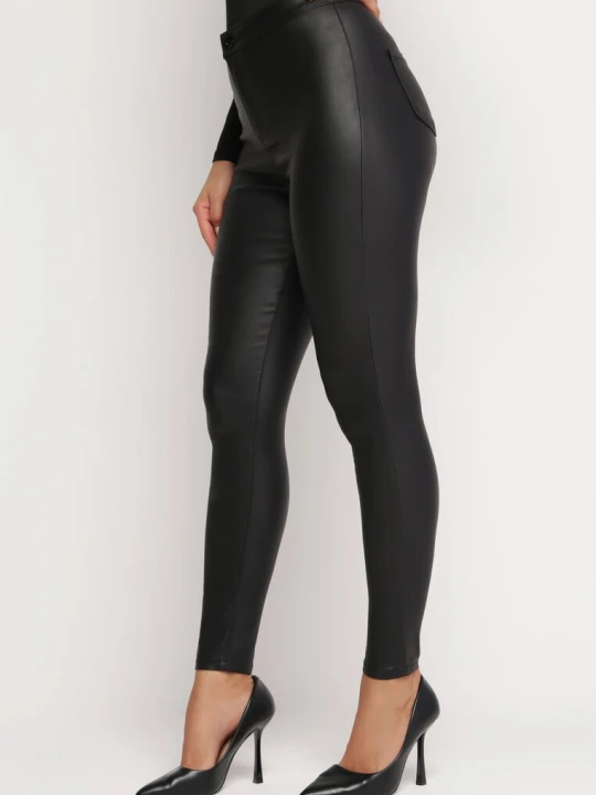 Zdjęcie produktu Czarne Spodnie Skinny z Imitacji Skóry Stana Daysie