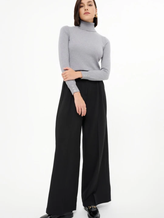 Zdjęcie produktu Czarne spodnie wide leg Greenpoint