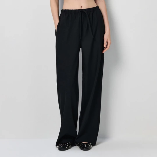 Zdjęcie produktu Czarne spodnie wide leg na gumce House
