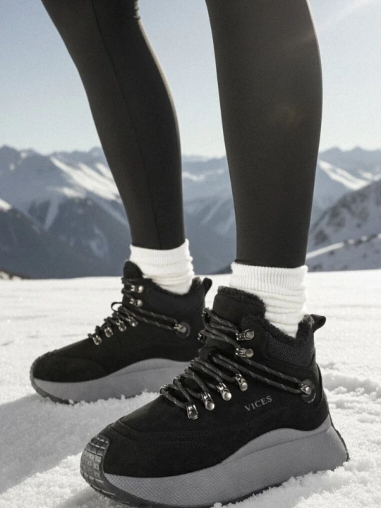 Zdjęcie produktu Czarne Sportowe Sneakersy Śniegowce Vices na Grubej Podeszwie Nellsana