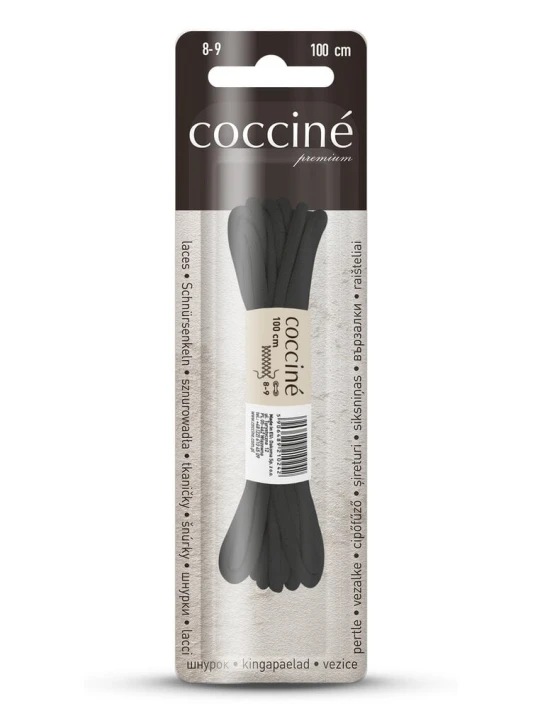 Zdjęcie produktu Czarne Sznurówki do Butów Bawełniane Okrągłe Średnia Grubość 100 cm Coccine