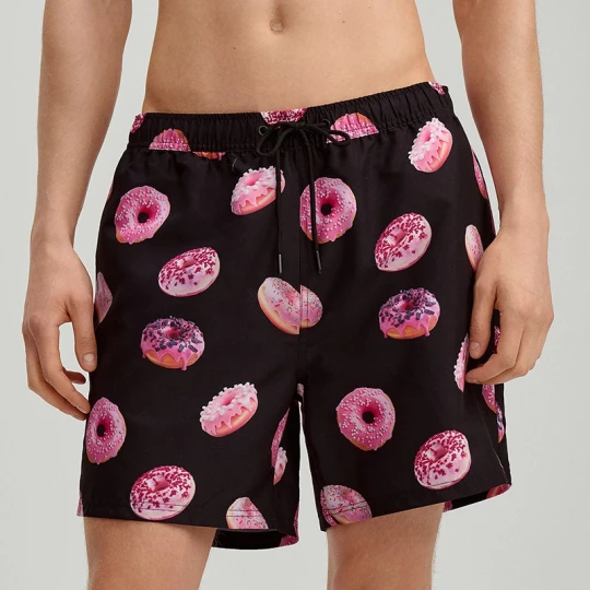 Zdjęcie produktu Czarne szorty kąpielowe we wzór donutów House