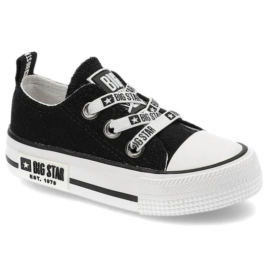 Zdjęcie produktu Trampki damskie Big Star, materiałowa cholewka wsuwana konstrukcja lekka podeszwa, czarny, KK374049