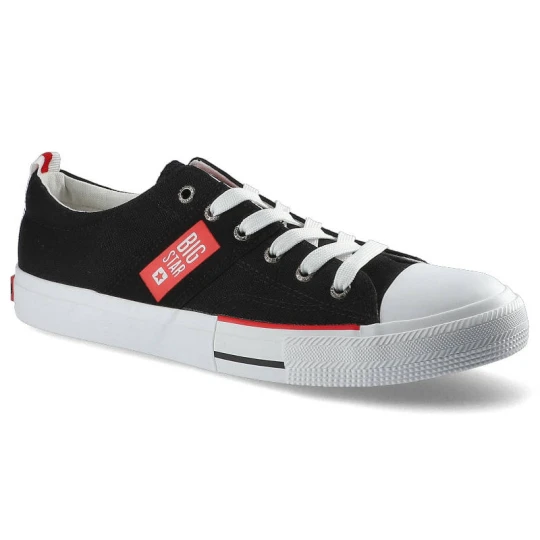 Zdjęcie produktu Trampki damskie Big Star, sznurowany fason cholewka tekstylna płócienna niska cholewka przed kostkę gumowy nosek ochronny płaska elastyczna podeszwa czarny