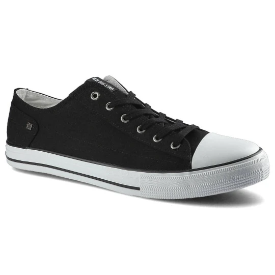 Zdjęcie produktu Trampki męskie Big Star, materiałowa sznurowana cholewka na klasycznym płaskim gumowym spodzie, czarne, DD174273SS20R47