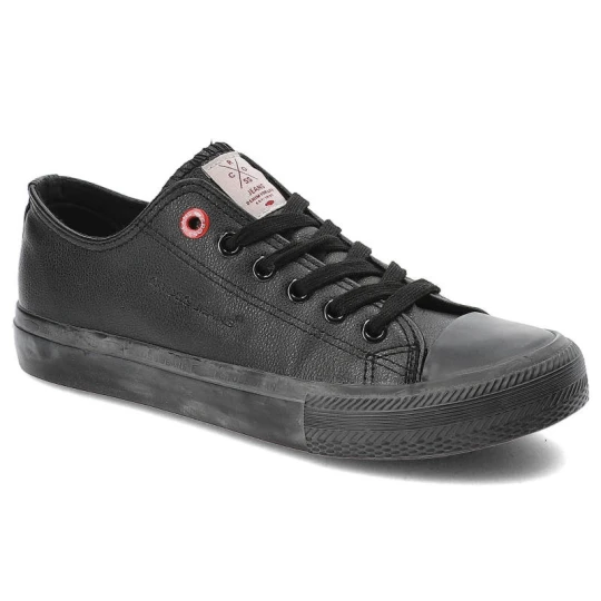 Zdjęcie produktu Trampki damskie Cross Jeans, wykonane z materiału o gładkiej powierzchni z klasycznym sznurowaniem i gumowym noskiem, czarne, DD2R4029CFW20