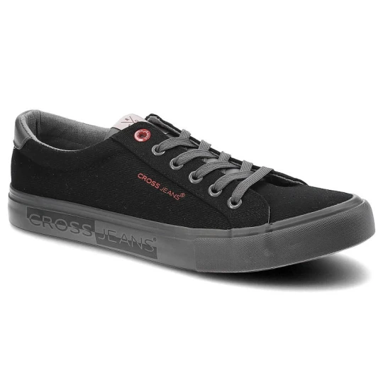 Zdjęcie produktu Trampki damskie Cross Jeans, tekstylna cholewka o lekkiej konstrukcji klasyczne sznurowanie gumowa podeszwa, czarne, JJ1R4026C