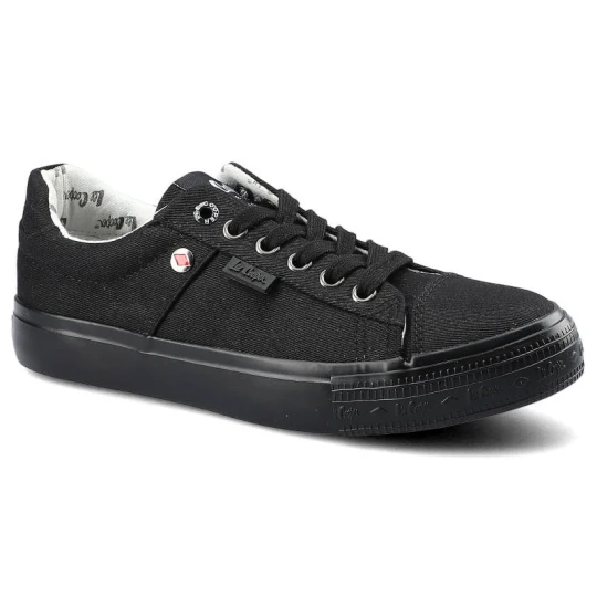 Zdjęcie produktu Trampki damskie Lee Cooper, sznurowany fason cholewka tekstylna niska cholewka przed kostkę gładka minimalistyczna forma gruba płaska podeszwa lekka czarny