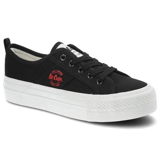 Zdjęcie produktu Trampki damskie Lee Cooper, tekstylna cholewka o klasycznej konstrukcji tradycyjne sznurowanie z metalowymi oczkami, czarne, LCW-22-31-0835L