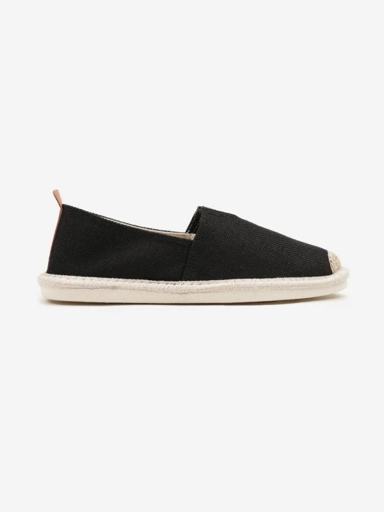 Zdjęcie produktu Czarne Trampki w Stylu Espadryli z Plecionym Zdobieniem i Elastyczną Wstawką Eveloiti Elong