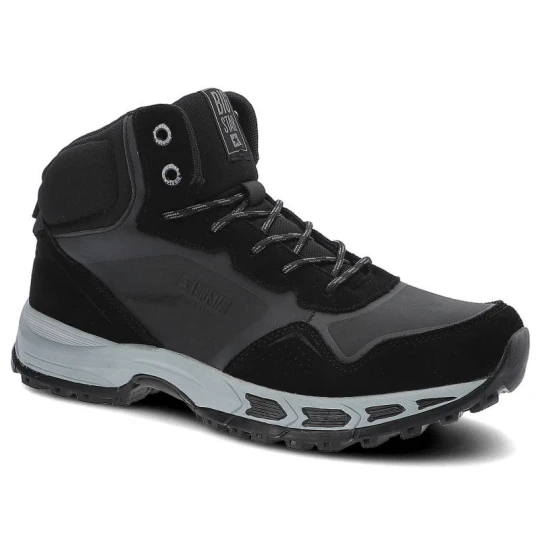 Zdjęcie produktu Trekkingi unisex Big Star, cholewka o podwyższonej konstrukcji z łączeniem materiałów syntetycznych i skór naturalnych sznurowanie miękko wykończony czarny