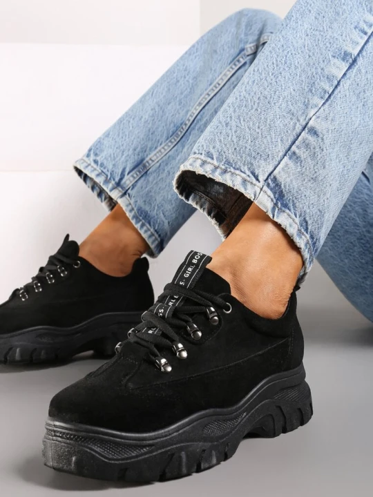 Zdjęcie produktu Czarne Sneakersy z Imitacji Skóry Farwynn Vices