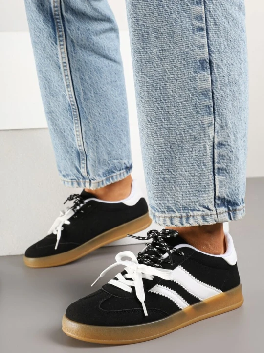 Zdjęcie produktu Czarno-Białe Sneakersy Kultowe Tenisówki z Imitacji Zamszu Firlevi Bestelle