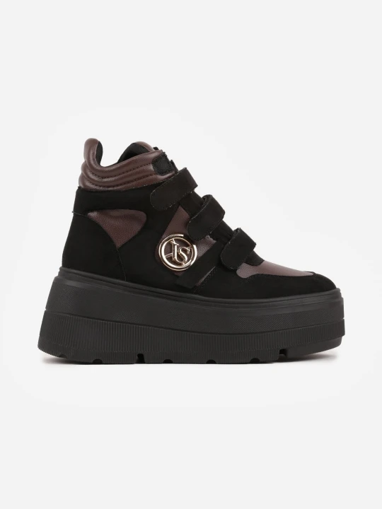 Zdjęcie produktu Czarno-Brązowe Botki Vices w Stylu Sneakersów na Platformie Afirriva