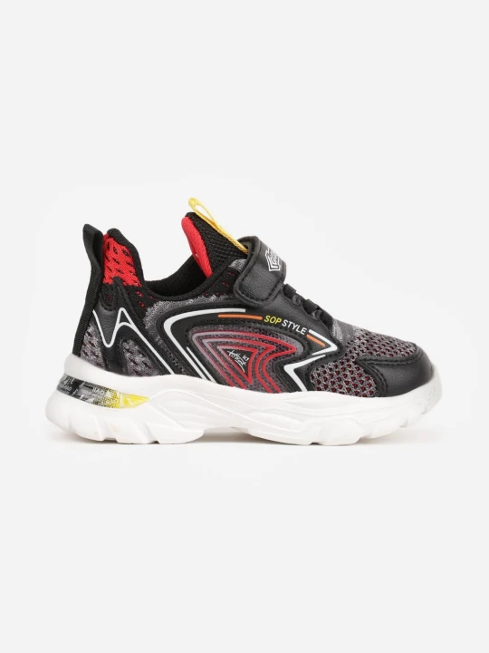 Zdjęcie produktu Czarno-Czerwone Buty Sportowe Sneakersy na Lekkiej Podeszwie ze Skórzaną Wkładką Corranella Tom.m