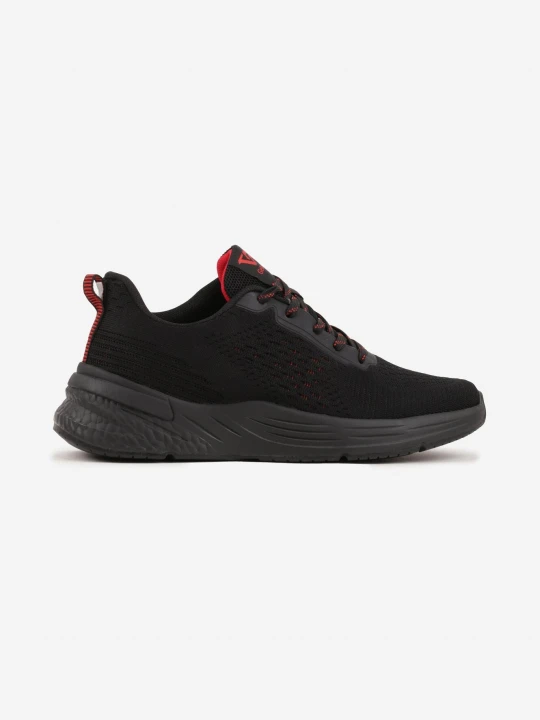 Zdjęcie produktu Czarno-Czerwone Buty Sportowe Sneakersy na Tłoczonej Podeszwie z Napisem Hesehe Gelteo
