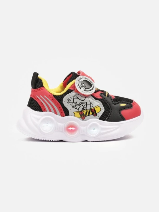 Zdjęcie produktu Czarno-Czerwone Buty Sportowe Sneakersy z Ledami i Bajkowym Wzorem Ulaniella Bacio&bacio Kids