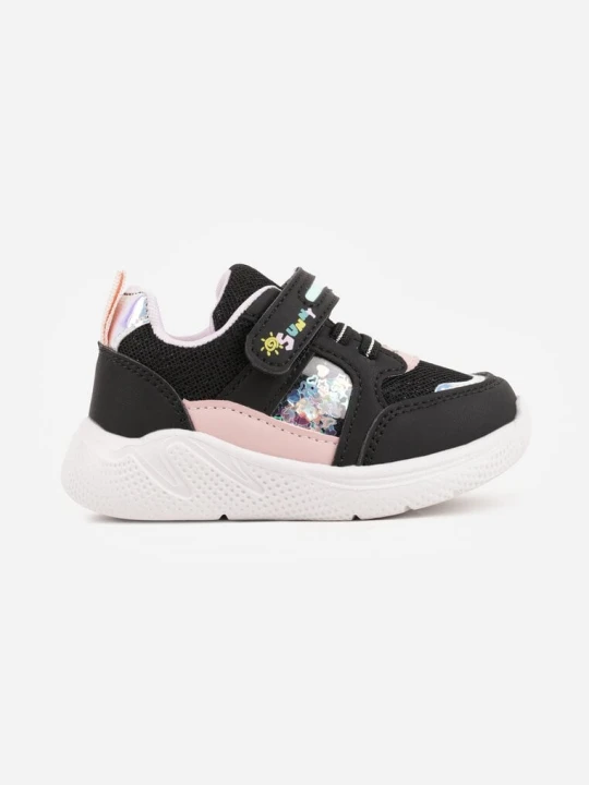 Zdjęcie produktu Czarno-Fioletowe Buty Sportowe Sneakersy na Grubej Podeszwie z Metalicznymi Ozdobami Salanore Apawwa