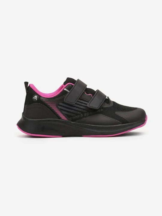 Zdjęcie produktu Czarno-Fuksjowe Buty Sportowe Sneakersy z Tłoczoną Cholewką Fonwin