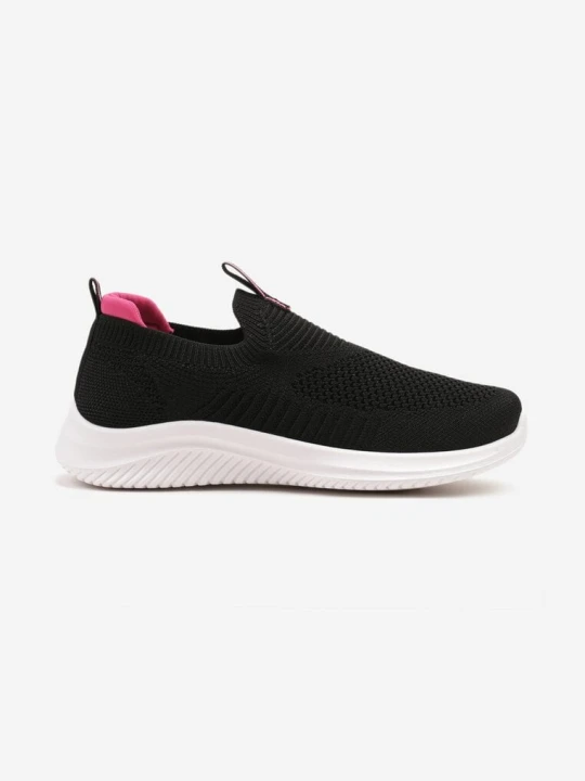Zdjęcie produktu Czarno-Fuksjowe Wsuwane Buty Sportowe Sneakersy z Siateczki na Piankowej Podeszwie Eldriva Apawwa