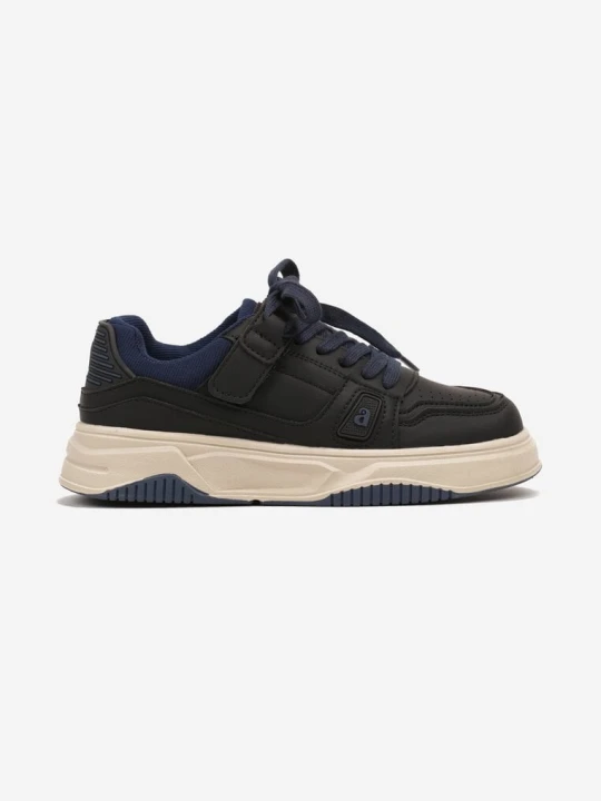 Zdjęcie produktu Czarno-Granatowe Buty Sportowe Sneakersy z Wkładką ze Skóry Naturalnej Vailanne