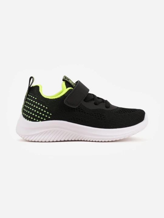 Zdjęcie produktu Czarno-Zielone Buty Sportowe Sneakersy z Perforacją i Tłoczoną Podeszwą Uriltora Apawwa