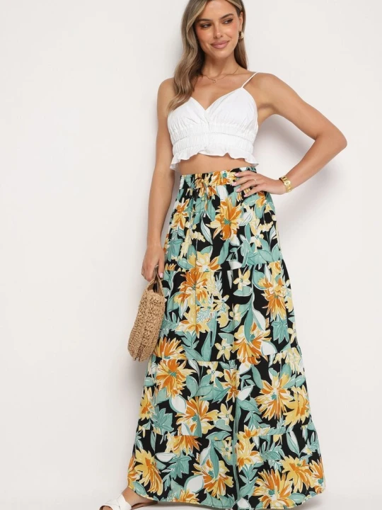 Zdjęcie produktu Czarno-Żółta Spódnica Stephira R&f Fashion