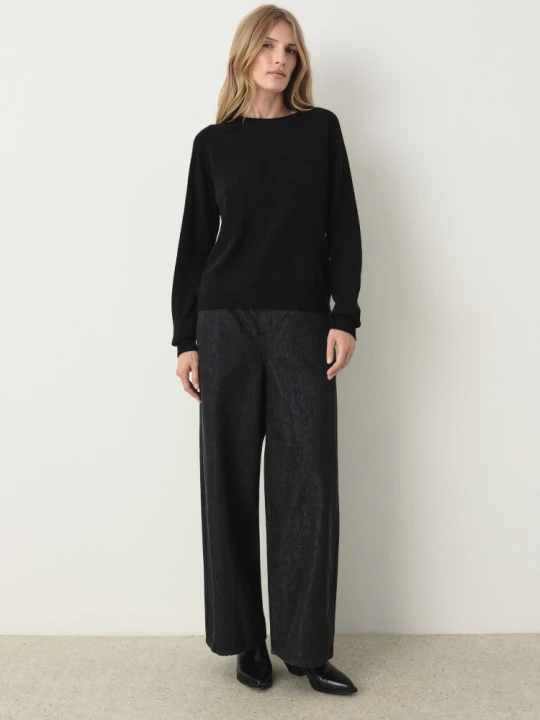 Zdjęcie produktu Czarny basicowy sweter z dodatkiem wełny Greenpoint