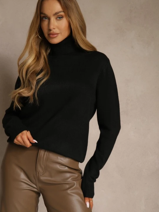 Zdjęcie produktu Czarny Casualowy Golf z Bawełną i Wełną Reillisa J&x