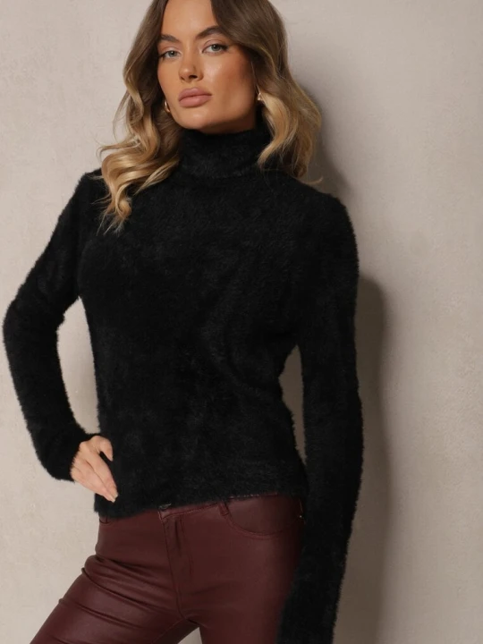 Zdjęcie produktu Czarny Casualowy Golf z Wełną Nomilae J&x