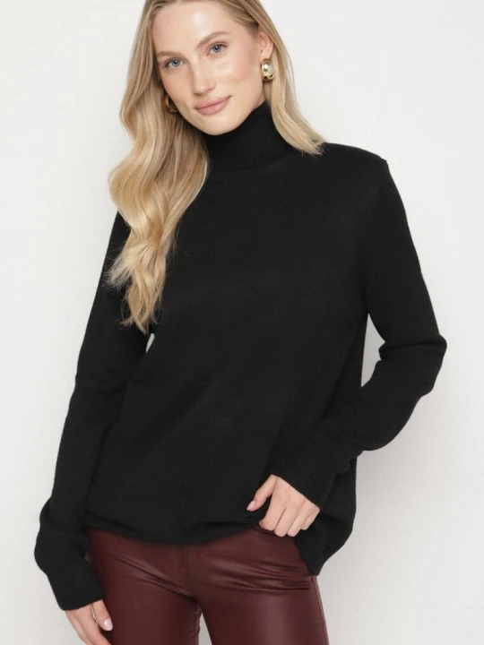 Zdjęcie produktu Czarny Casualowy Golf z Wełną o Prostym Kroju Reiselia J&x