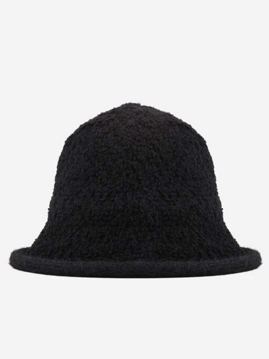 Zdjęcie produktu Czarny Kapelusz Typu Bucket Hat z Materiału Typu Boucle Breca Versoli