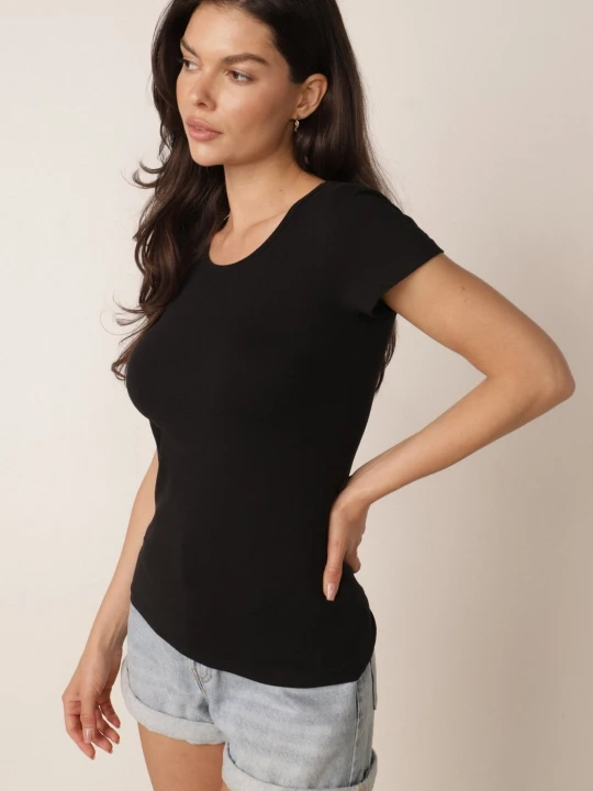 Zdjęcie produktu Czarny Klasyczny Bawełniany T-shirt Zeiola Ann Gissy