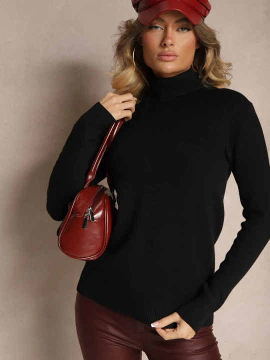 Zdjęcie produktu Czarny Klasyczny Golf z Domieszką Wełny Zoziona J&x